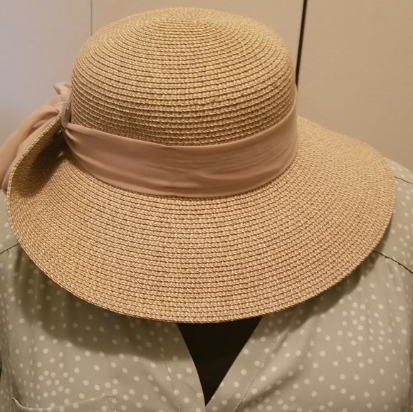NWT Nine West Straw Flip-Up Floppy Hat - Picture 3 of 7